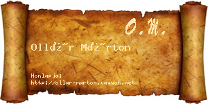 Ollár Márton névjegykártya